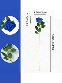 1/5/12/20/40pcs Deep Blue 20 Inch Valentine's Day Gift Artificial Flowers, High-End Artificial Roses, Suitable For Home Decor, Room Decor, Tabletop Decor, Wedding Decor, Bridal Bouquet, Wrist Corsage, Bouquet Materials - Blue - View 2