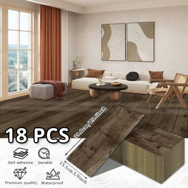 Silent Cushioning Wabi-Sabi Style Wood Grain Floor Decorative Sticker, Flexible Base Reduces Walking Noise, Moisture-Proof And Mold-Resistant Suitable For Humid Southern Homes, Multiple Low-Saturation Morandi Wood Grain Tones, Easily Matches Nordic, Minimalist, Japanese And Other Home Decor Styles