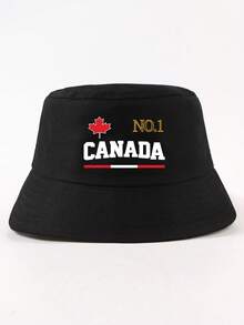 1件裝時尚 CANADA Canada Logo 漁夫帽，中性款戶外旅行防曬顯臉小可調節百搭派對聚會漁夫帽 - CANADA漁夫帽 - 查看 27