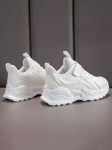 1 Pair Soft Sole Non-Slip Fashion Versatile Outdoor Hook And Loop Casual Sports Shoes For Boys And Girls, Suitable For Spring And Autumn - White - View 9