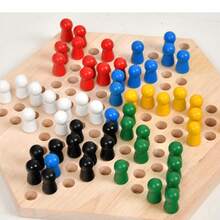 Wooden Checkers Game Board Children's Tabletop Game Educational Board Game Parent-Child Interactive Toy Children's Day Gift - Multicolor - View 9