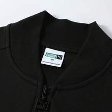 Puma 春秋時尚印花LOGO男士棒球領拉鍊長袖針織夾克運動外套 62809401 - 黑色 - 查看 3