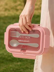 Adult Lunch Box, Outdoor Lunch Box, Bento Box With Utensils, 3-Compartment Lunch Box, Microwave , Suitable For Students Back To School, Office Workers, Outdoor Camping And More - Multicolor - View 3