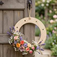 3pcs Wooden Wreath Frame Slices Decor, Handmade Wreath DIY Craft, Suitable For Floral Arrangement, Party Table Centerpiece Decoration, Wedding Party Wall Home Decor, Holiday Pendant And Hanging Ornament, Christmas Thanksgiving Halloween Autumn Decoration - Wreath - View 6