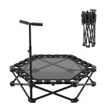 Cama elástica plegable para fitness, con 3 alturas de barra ajustables, marco de metal reforzado, apta para patio, interiores y exteriores - Trampolín hexagonal - Ver 2