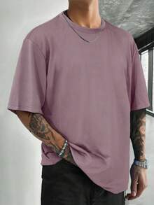 HUEFORM Men's Casual Solid Color Crew Neck Short Sleeve T-Shirt With Loose Fit - 黑與白 - 查看 1