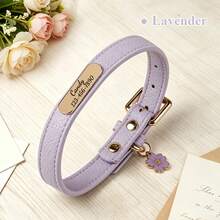 Lightweight PU Litchi Grain Soft Leather Customized Dog & Cat Collar, Sweet & Cute, Engraved Nameplate - Multicolor - View 22
