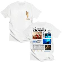 T-shirt de tournée d'album du rappeur LIDERJ pour hommes et femmes, mode pop, t-shirt en coton hip-hop décontracté, t-shirts d'été décontractés surdimensionnés - Blanc - Voir 2
