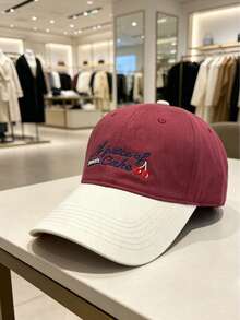 1 pieza Gorra de béisbol de fibra de poliéster con bordado de corazón de cereza KOKE, gorra de pico de pato ajustable de moda unisex, protección solar, sombrilla para viajes, senderismo, regalo para hombres y mujeres jóvenes. Gorra de trabajo para conductor, maestro, estudiante, actor, camarero de restaurante. - PASTEL de cereza - Ver 14