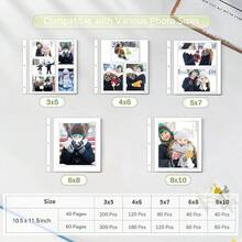 Minimalistiskt stort självhäftande fotoalbum 4x6 5x7 8x10 scrapbook, stor kapacitet, DIY-fotobok, present till mamma, familj och bröllop, metallpenna och plastskiva - Flerfärgad - Visa 5