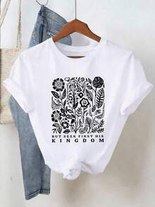 Top de verano para mujer estilo Y2K, lindo y divertido. Las líneas simples del contorno realzan los patrones retro de plantas y flores, transmitiendo un aire natural y artístico. Combinado c - Blanco - Ver 1