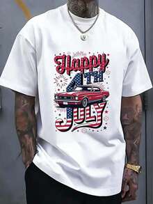 100%Pure Cotton7Month4Happy Day T Street Hip-Hop Style Men's Shirt T Shirt - 白色 2 - 查看 1