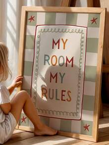1pc Canvas Framed Wall Art Decor For Baby Room, "My Room, My Rules" Children's Theme Poster, Vintage Country Style Kids Bedroom Wall Decoration, Ready To Hang Framed Art, Suitable For Toddler Bedroom, Playroom, Teenager Corner, Imaginative Independent Space Theme Artwork, Vintage Style Kids Room Accent Decor, Kindergarten Decoration, Room Decor, Gift - Multicolor - View 7