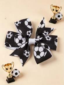 1/10/20 Girls World Cup Sports Theme Hair Clips - Polyester Bow Hair Clips With Soccer, Volleyball And Other Patterns - Suitable For Parties, School - Multicolor - View 12