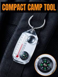 Multifunctional Compass Keychain With Thermometer And Magnifier Clear Acrylic Bag Charm For Men Women Sleek Portable Compass Key Chain For Forest Treks Backpack Accessories Fishing Equipment Camping Hiking Cycling Cruise Travel Essentials - Multicolor - View 7