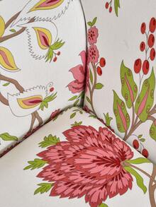 1件裝防滑彈性裝飾沙發套，牛奶絲布料花卉印花裙式設計，單人/雙人/三人/四人座沙發套，寵物友善防污，多彩款，適合春夏秋冬 - 彩色 - 查看 8