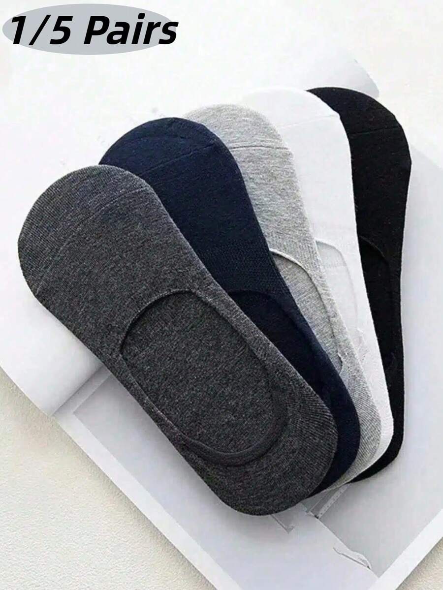 1/5 Pairs Men's Plus Size Anti-Slip Breathable Invisible Socks, Suitable For Daily Life, Outdoor And Business Occasions - Men's Socks, Women's Socks, Black Socks, White Socks, Women's Socks, Men's Clothing, Men's Short Socks, Men's Summer Clothing, Men's Sports Shoes, Women's Short Socks, Tassels, Men's Summer, Sports Socks, Summer, Independence Day, Men, Gift For Boyfriend - Multicolor - View 1