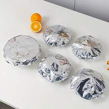 50 Reusable Aluminum Foil Elastic Insulation Covers - Aluminum Foil Covers, Kitchen Cling Film Covers, Suitable For Bowls, Plates, Tableware - Keep Food Warm And Fresh, Food Preservation Equipment, For Baking Use - Aluminum Foil Food Lid - View 3