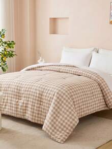 1pc Light Beige Fresh And Cute Striped Summer Quilt (1 Summer Quilt), Rural Vintage Daily Classic, Synthetic Fiber Polyester Comfortable And Breathable Suitable For All Seasons, Applicable For Bedroom Settings, Home Decoration, Ideal Gift Choice - Multicolor - View 6