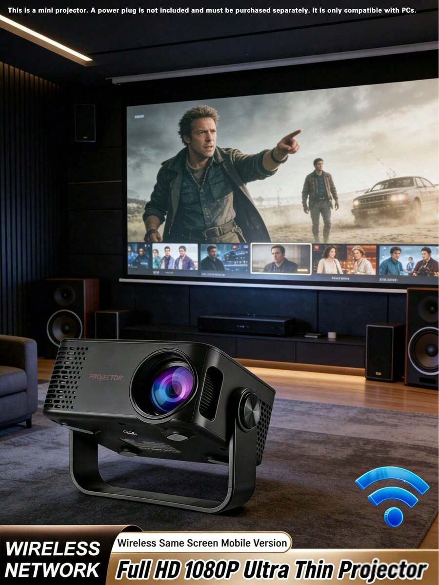 4K Portable Projector, WiFi 6 Bluetooth 5.0 Smart Home Theater Projector, Native 720P HD Video Projector With Auto Keystone Correction, Wireless Screen Mirroring Compatible With IOS Android Phones TV Stick, Suitable For Bedroom Living Room Party