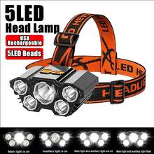 5/11 LED Rechargeable Headlamp Flashlight - Ultra Bright, Portable, Waterproof, Adjustable Beam Angle, Suitable For Camping, Fishing, Running, Travel And Outdoor Activities - USB Powered, Long Battery Life - Multicolor - View 3