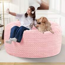 2-Leg Bean Bag Chair, Giant Bean Bag Chairs For Adults, Large Bean Bag Chairs With Memory Foam Filling, Large Bean Bag Chairs With Plush Cover - Gray - 深灰色 - 查看 4