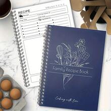 1Pc A5 Spiral Recipe Journal, Dark Blue Family Recipe Book Cover Notebook, Portable Lined Cooking Writing Notepad, Minimal Farmhouse Kitchen Decor Planner, Home Chef Supplies, Food Lover Travel Recipe Notebook & Housewarming Reward Stationery - Dark Blue - View 6