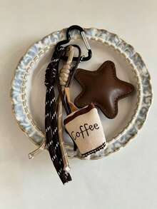 Fashionable Novelty Knitted Coffee Cup Pendant, Five-Pointed Star Lanyard Keychain, Car & Bag Charm, Portable & Durable - Multicolor - View 3