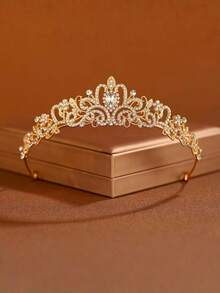 1pc Bridal Crown Wedding Headpiece Bridal Wedding Dress Accessory Princess Birthday Halloween Christmas Carnival Party Gift - Silver - View 5