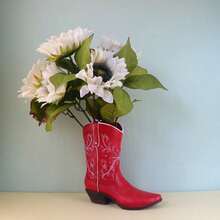 1pc Resin Vintage Western Cowboy Boot Vase, Beige High-End Rustic Farmhouse Style Decorative Floral Container, Home Desktop Resin Craft - 1PC - View 5