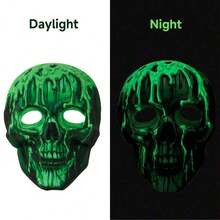 1pc Halloween Horror Glow-In-The-Dark Skeleton Mask Party Moonlight Heart-Pounding Head Cover - Multicolor - View 8