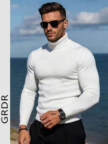 GRDR Autumn/Winter New Solid Color High Neck Pullover Thin Sweater, Suitable For Layering, Casual Versatile - White - View 2