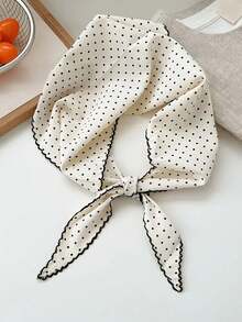 1pc Elegant Polka Dot Headscarf Stylish Black White Headwear Fashionable Simple Versatile Spring Summer Multi-Functional Accessory - Multicolor - View 7