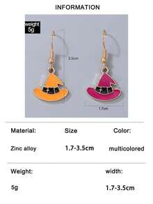 imoli 1 Pair/Punk Sweet Cool Style Acrylic Hollow Pumpkin Halloween Hat Ghost Spider Web Earrings Suitable For Women Halloween Party, Cosplay, Ghost Festival Eye-Catching Funny Accessories (Size Is Accessory Size) - Multicolor - View 23
