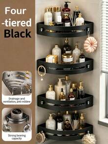 1/2/3pcs No-Drill Corner Shower Caddy, Black/Grey Wall-Mounted Bathroom Storage Rack, Triangular Area Organizer, PP Material, With Drainage Holes, Easy Installation, Suitable For Bathroom - Multicolor - View 18