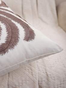 1 pieza/2 piezas Cojín decorativo bordado con flores púrpuras y palmeras de estilo vintage francés, cojín de sofá de sala de estar de estilo pastoral fresco, almohada decorativa para dormitorio - Marrón - Ver 7