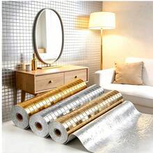 1 Roll 300cm/118.1in PVC Self-Adhesive Mosaic Wallpaper Waterproof Contact Paper, Glossy Thickened Self-Adhesive Wall Renovation Film, Suitable For Kitchen, Bathroom, Vanity Home Decor - A - View 10