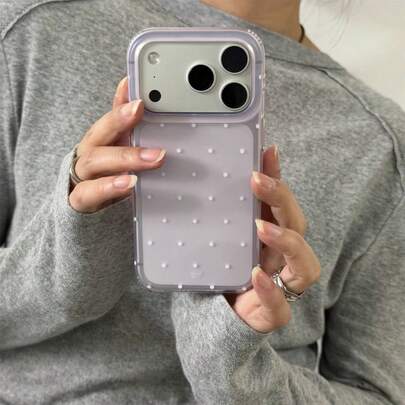 Japanese & Korean Style Premium Minimalist Translucent White Polka Dot Full Edge Protective Phone Case Compatible With IPhone 14 Pro Max, 16, 17, 16 Pro Max, 15, Anti-Drop Shockproof Cover For Women