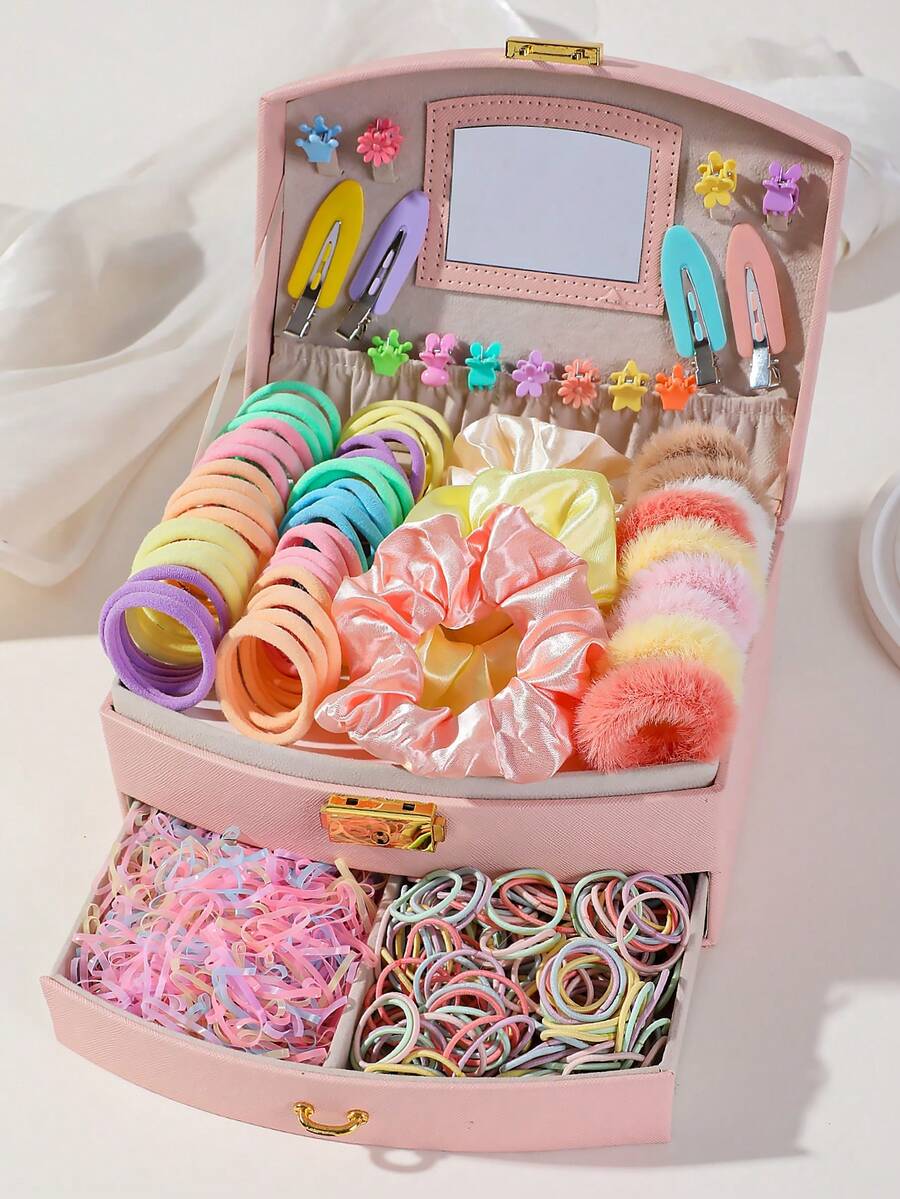 411pcs Girls Multi-Color Versatile Hair Ties Cute Teenager Hair Accessories High Elasticity Durable No Damage Hair Bands Hair Ropes Small Rubber Bands Side Hair Clips Simple Bangs Clips BB Clips Small Claw Clips Daily Use Back To School - Multicolor - View 1