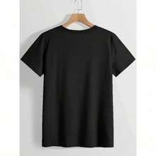 Camiseta de mujer de cuello redondo y manga corta con estampado gráfico de Un globo de corazón rojo - [Negro] - Ver 5