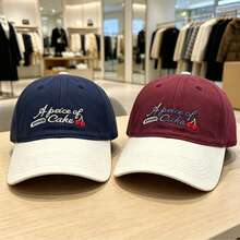 1 pieza Gorra de béisbol de fibra de poliéster con bordado de corazón de cereza KOKE, gorra de pico de pato ajustable de moda unisex, protección solar, sombrilla para viajes, senderismo, regalo para hombres y mujeres jóvenes. Gorra de trabajo para conductor, maestro, estudiante, actor, camarero de restaurante. - PASTEL de cereza - Ver 7