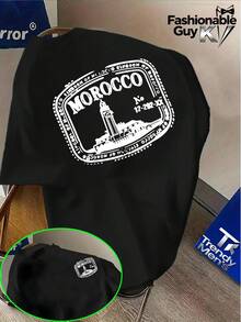 Short-Sleeved T-Shirt With ChristmasMOROCCO Lettering Printed On The Clock Tower, Featuring A Double Print On The Front And Back. Popular T-Shirt Item - White - View 7