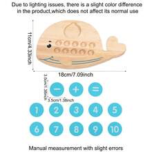 1 Set Wooden Whale Math Calculation Board, Addition And Subtraction Learning Tool Within 10, Puzzle Toy, Exercise Basic Math Skills, Perfect Gift - Multicolor - View 3