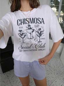 Social Gossip Club T-Shirt, Funny Latina Gossip T-Shirt, Mexican Gift, Hispanic/Latina Clothing, Mexican Fashion - 白色 - 查看 1