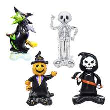 Small Base Skeleton, Pumpkin, Witch, Grim Reaper Shaped Balloon Set Suitable For Halloween And Day Of The Dead Decoration - Multicolor - View 5