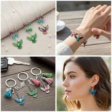 10Pcs Mixed Color Hummingbird Enamel Charms Bulk, Silvery Double Loops Bird Pendants For Jewelry Making, DIY Bracelet Necklace Earring Craft Supplies - Multicolor - View 7