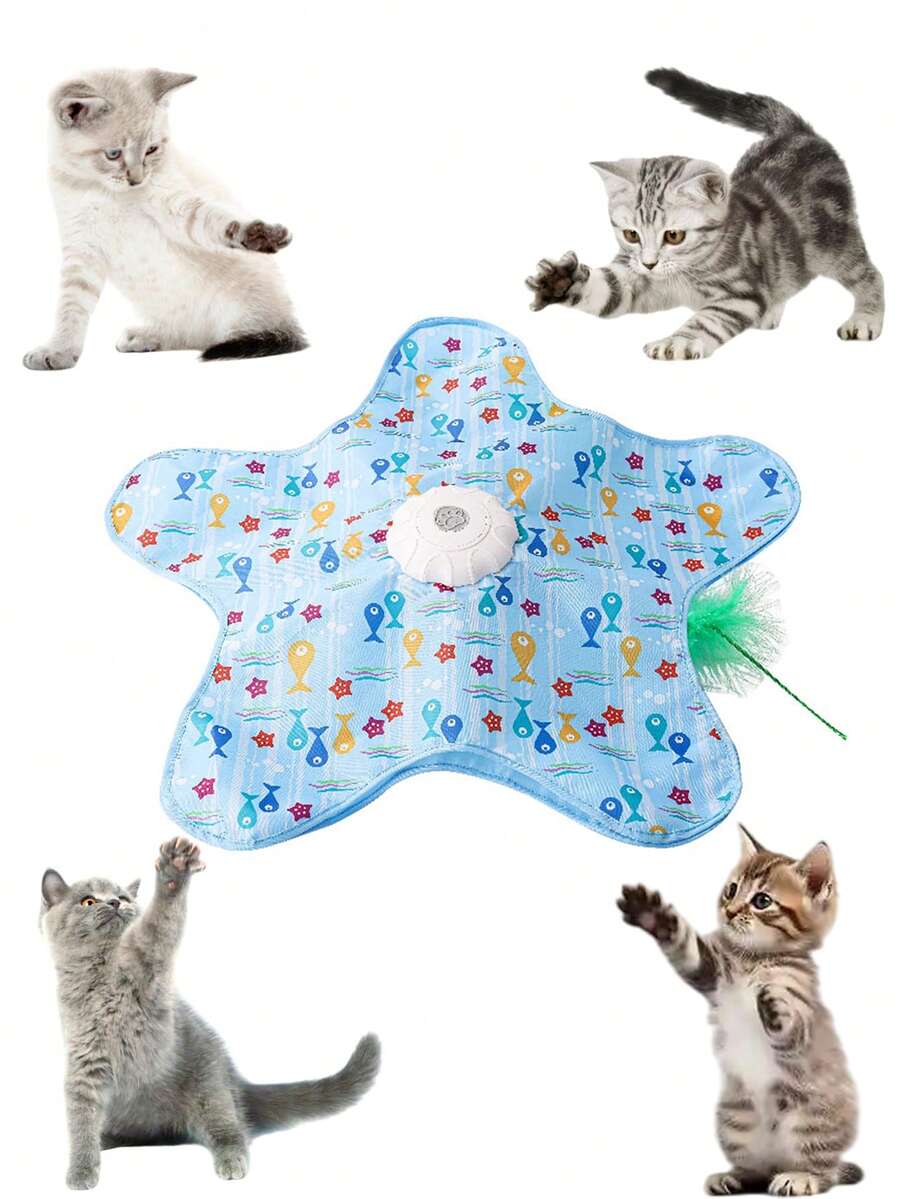 Jouets interactifs pour chats rechargeables, jouet de chasse pour chat avec plumes mobiles imprévisibles, jouets de cache-cache pour chat, jouet interactif pour animaux de compagnie, avec plumes mobiles, son de grincement, jouet automatique pour chat, cache-cache pour toutes les races de chats, chats d'intérieur et chatons