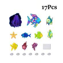 Quixorblex 17pcs Felt Storytelling Props, Rainbow Fish Theme Cartoon Fish Shape, Interactive Montessori Learning Teaching Aids, Handmade Soft Texture Reward And Activity Educational Support, Teaching Tools, Suitable For Classroom, Home And Early Education - Multicolor - View 11