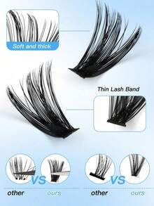 640/608pcs Eyelash Cluster Set DIY Eyelash Extension Kit Mixed 10-16mm Individual Eyelashes, Includes Eyelash Glue And Sealer, Eyelash Tweezers, Eyelash Brush, Fluffy Individual False Eyelashes Set, D-Curl Eyelash Clusters, DIY Eyelash Extension Kit, Waterproof Eyelash Glue, Eyelash Applicator, Dense False Eyelashes Set - Multicolor - View 8