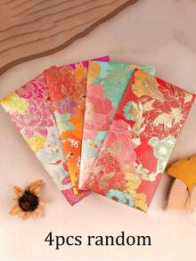 4/12/24pcs Floral Envelopes Fish Jumping Over Dragon Gate Red Envelopes Random Colors Premium Red Envelopes Red Packet Bags, Hong Bao Thank You Cards, Lucky Money Pouches, Business Occasions Gifts Wedding Celebration Birthday Meeting Gift Money Envelopes, Reward Money Envelopes, Creative Red Envelopes Li Xi Envelopes Red Packet Bags Suitable For Weddings Festivals Red Envelopes For Elders - Multicolor - View 15